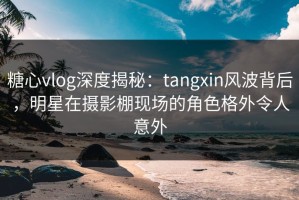 糖心vlog深度揭秘：tangxin风波背后，明星在摄影棚现场的角色格外令人意外