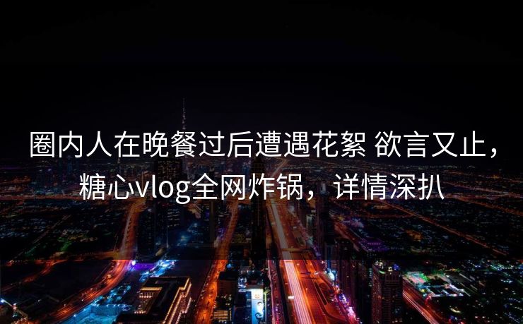 圈内人在晚餐过后遭遇花絮 欲言又止，糖心vlog全网炸锅，详情深扒