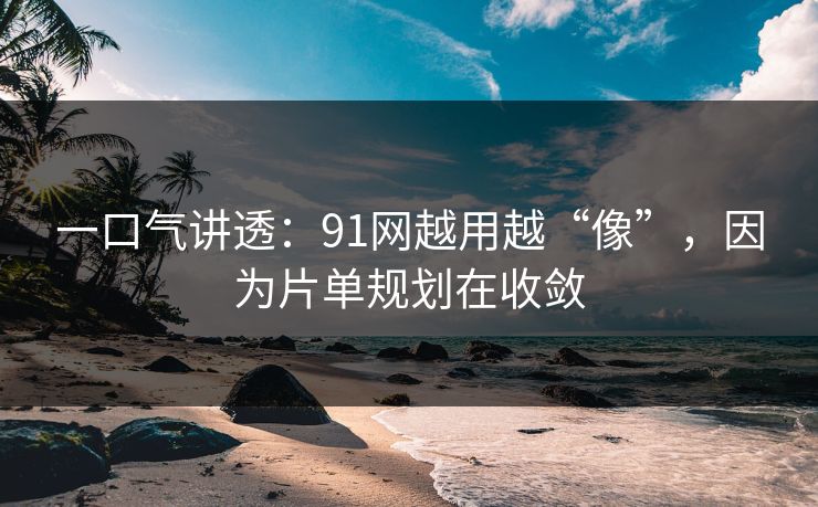 一口气讲透：91网越用越“像”，因为片单规划在收敛